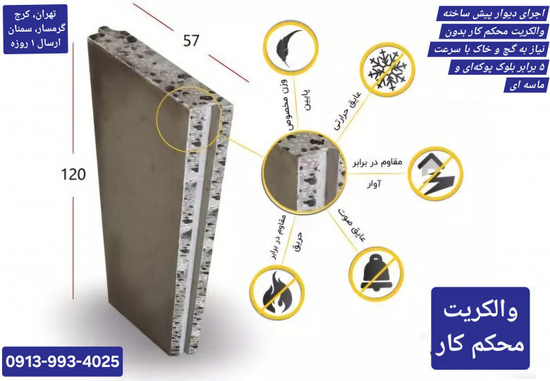 والکریت شرکت تولیدی سمنان تهران کرج شیراز گرمسار،بلوک فوم دار